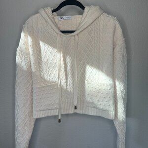 Zara |  PatternKnit Cropped Sweater 'Cream'